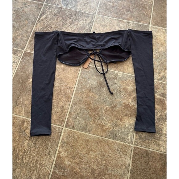 Skims Recycled Swim Long Sleeved Bikini Top Onyx Size Medium - Picture 7 of 9
